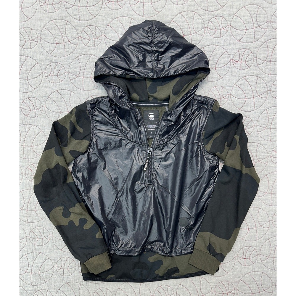 G-Star RAW Warscha Hoodie Green Camo Black Mixed Media / Womens Small